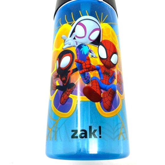 Zak Designs 16 Fl Oz Glow in the Dark Spider-Man Polypropylene Straw Bottle Blue - Picture 3 of 8